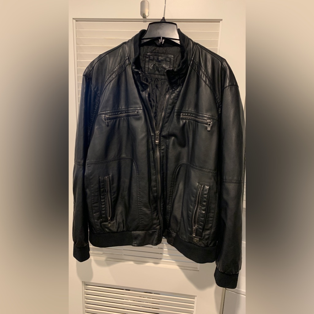 Calvin Klein Faux Leather Moto Bomber Jacket